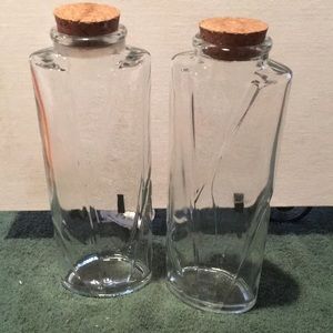 Set of Two Thick Heavy Glass Storage Containers with Corks.